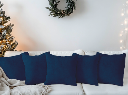 Royal Blue Colour Plain Velvet Flock readymade cushion cover