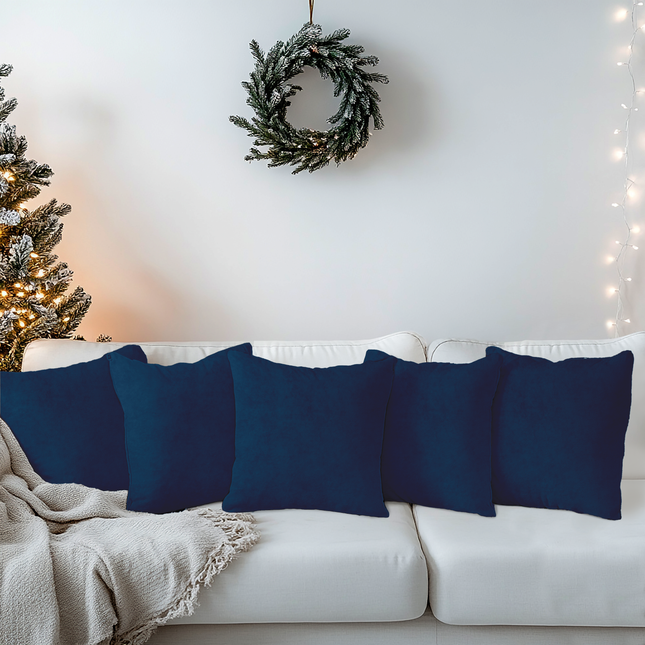 Royal Blue Colour Plain Velvet Flock readymade cushion cover