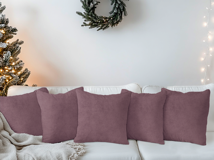 Ultra Pink Colour Plain Velvet Flock Readymade cushion cover