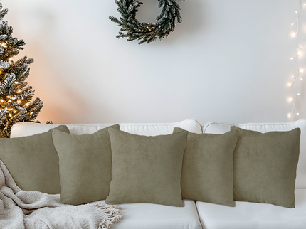 Olive Light Brown Colour Plain Velvet Readymade cushion cover
