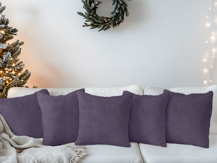 Mauve Violet Colour Plain Velvet Flock readymade cushion cover