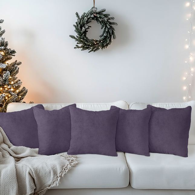 Mauve Violet Colour Plain Velvet Flock readymade cushion cover