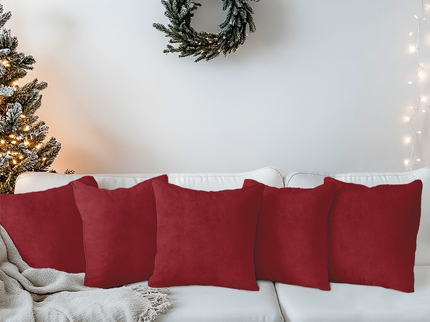 Rust Red Colour Plain Velvet Flock readymade cushion cover