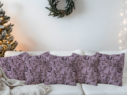 Brown Colour Leaves Pattern Velvet readymade cushion cover