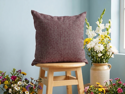 Wine colour textured weave pattern velvet flock readymade cushion cover