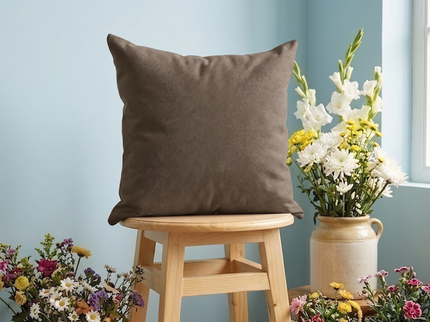 Dark Brown Colour Textured Velvet Flock Readymade cushion cover