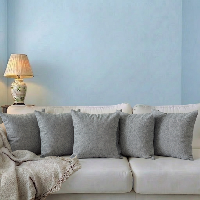 Grey colour textured pattern velvet flock readymade cushion cover