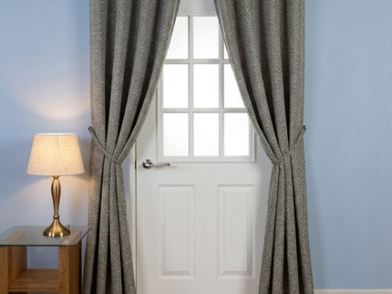 Grey colour textured pattern velvet flock readymade curtain (Dual side)