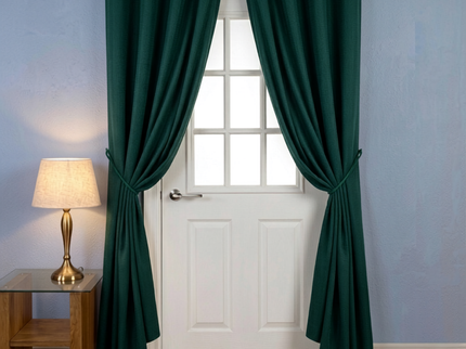 Teal green colour textured velvet flock readymade curtain (Dual side)