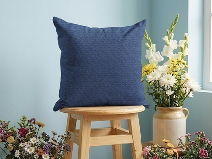 Dark Blue Colour Textured Velvet Flock Readymade cushion cover