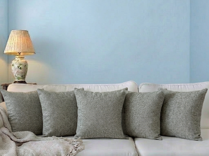 Greenish grey colour textured pattern velvet flock readymade cushion cover