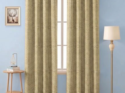 Yellow Colour Geometric Pattern Suede Readymade Curtain
