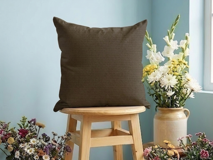 Dark Brown Colour Textured Velvet Flock Readymade Cushion cover