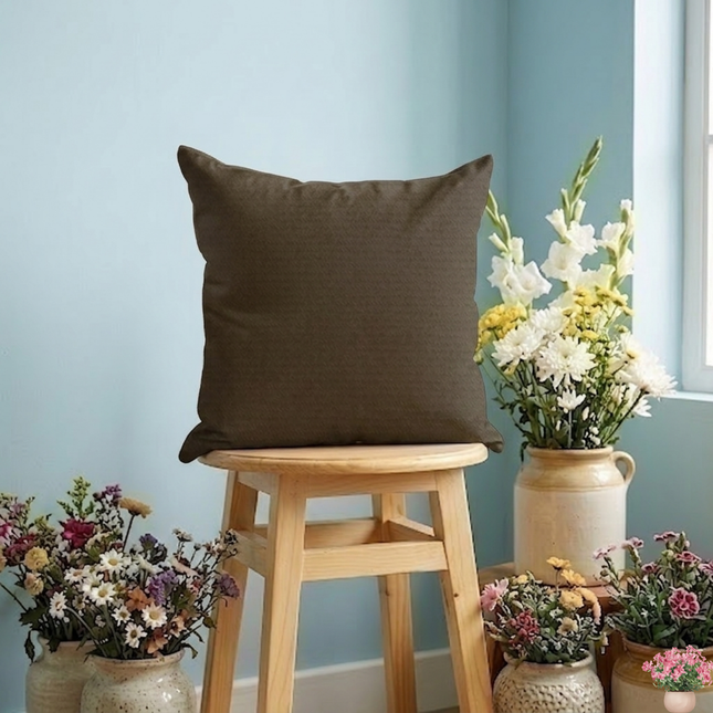 Dark Brown Colour Textured Velvet Flock Readymade Cushion cover