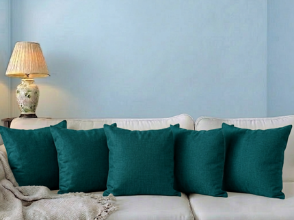 Teal green colour textured velvet flock readymade cushion cover