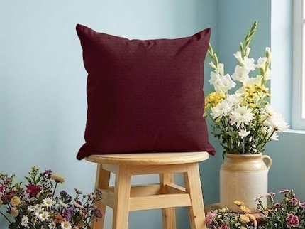 Carmine Red Colour Textured Velvet Flock Readymade cushion cover