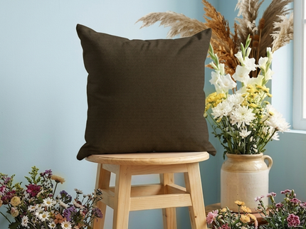 Medium Brown Colour Textured Velvet Flock Readymade cushion cover
