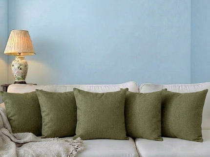 Olive green colour textured pattern velvet flock readymade cushion cover