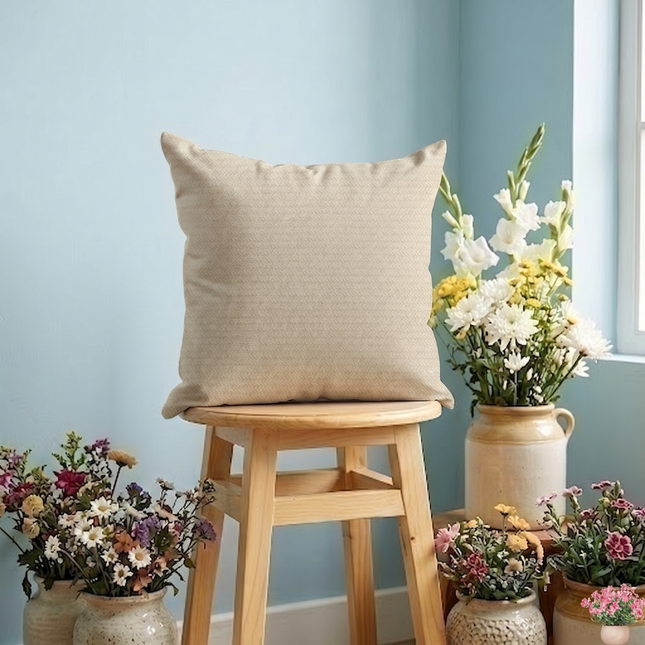 Medium Cream colour textured Velvet Flock Readymade cushion cover