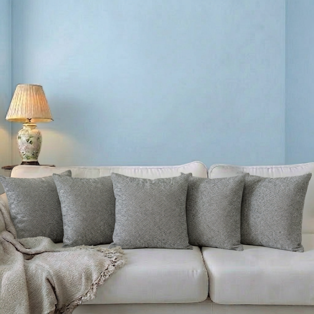 Grey colour textured pattern velvet flock readymade cushion cover