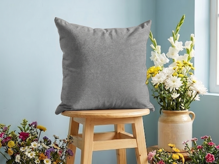 Beige Grey Colour Textured Velvet Flock readymade cushion cover