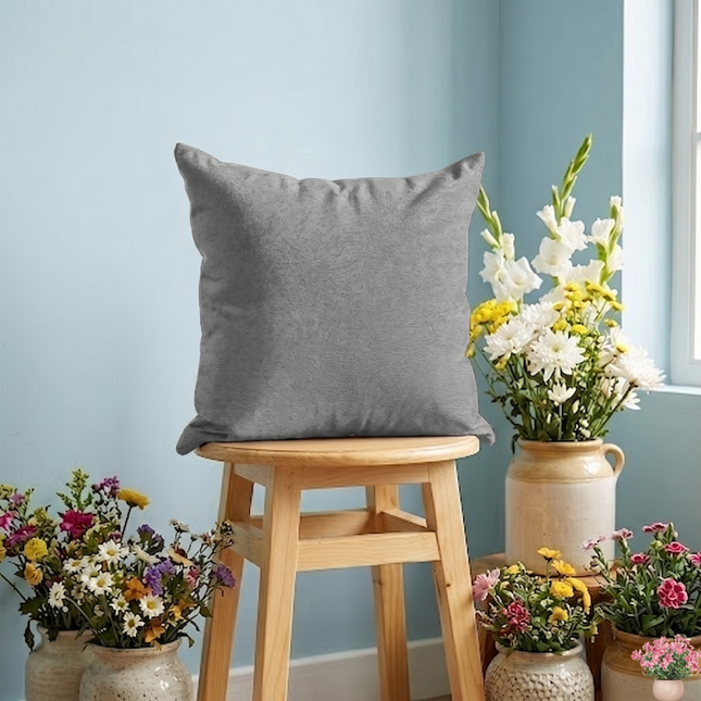 Beige Grey Colour Textured Velvet Flock readymade cushion cover