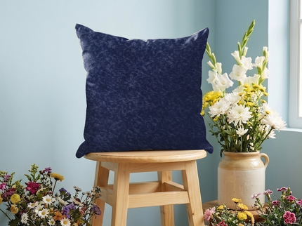 Dark Blue Colour Textured Velvet Flock Readymade cushion cover