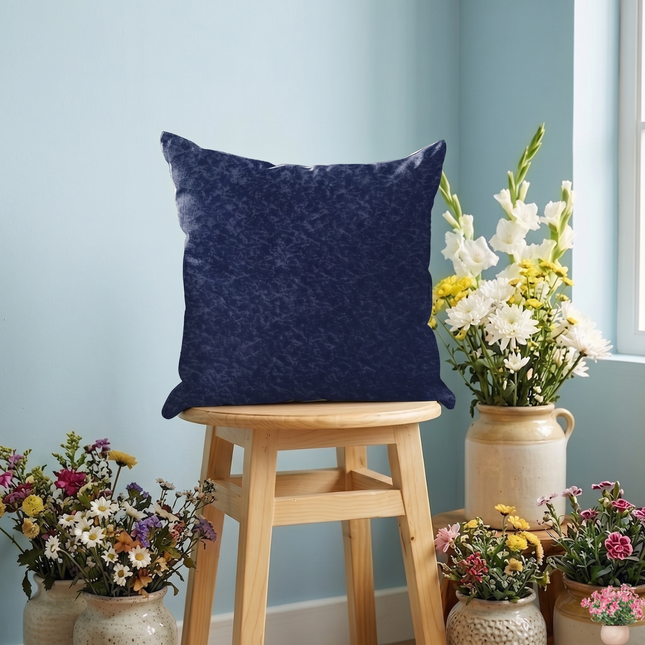 Dark Blue Colour Textured Velvet Flock Readymade cushion cover