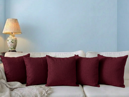 Wine colour textured velvet flock readymade cushion cover (Dual side)