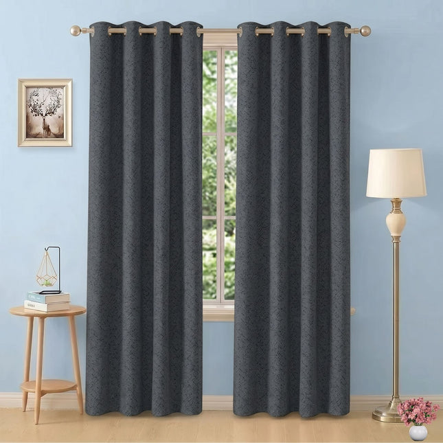 Medium Grey Textured Suede Readymade Curtain