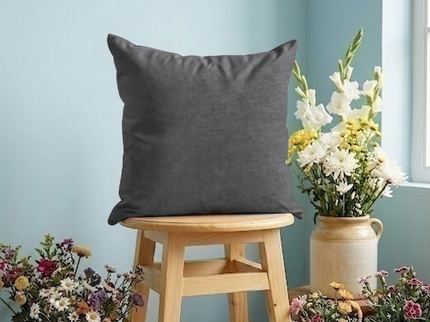 Dark Ash Brown Colour Textured Velvet Flock Readymade cushion cover