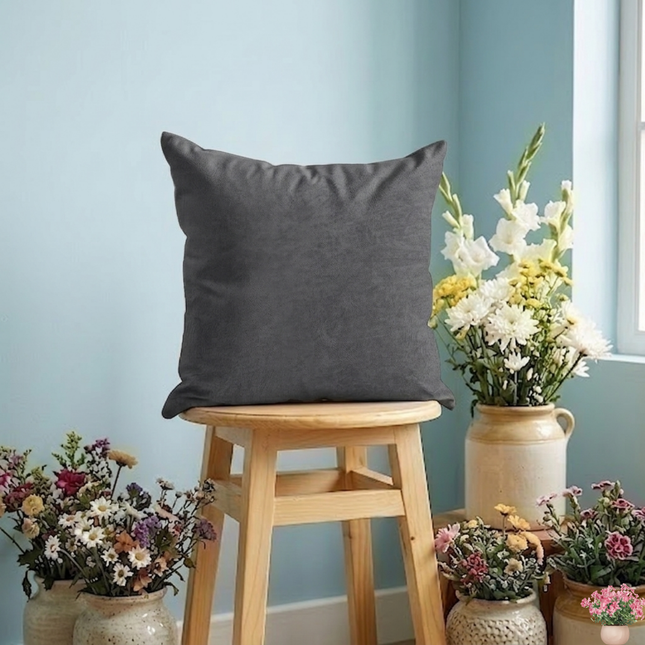 Dark Ash Brown Colour Textured Velvet Flock Readymade cushion cover