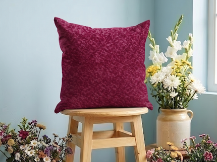 Wine Colour Textured Velvet Flock Readymade cushion cover