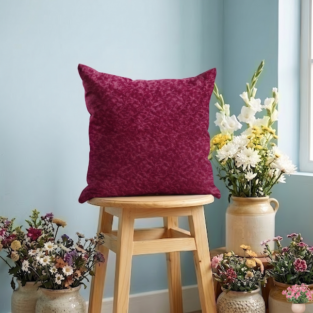 Wine Colour Textured Velvet Flock Readymade cushion cover