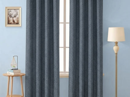 Blue Green Colour Textured Suede Readymade Curtain