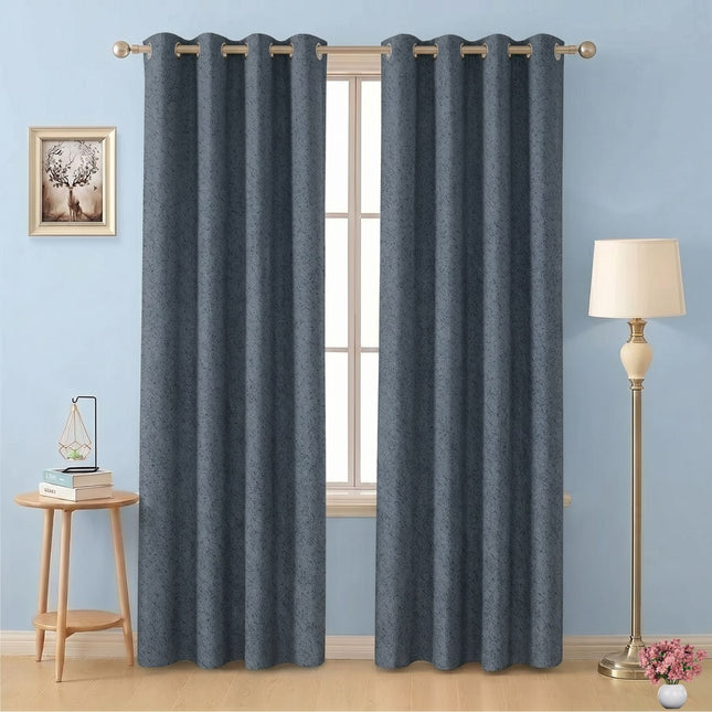 Blue Green Colour Textured Suede Readymade Curtain