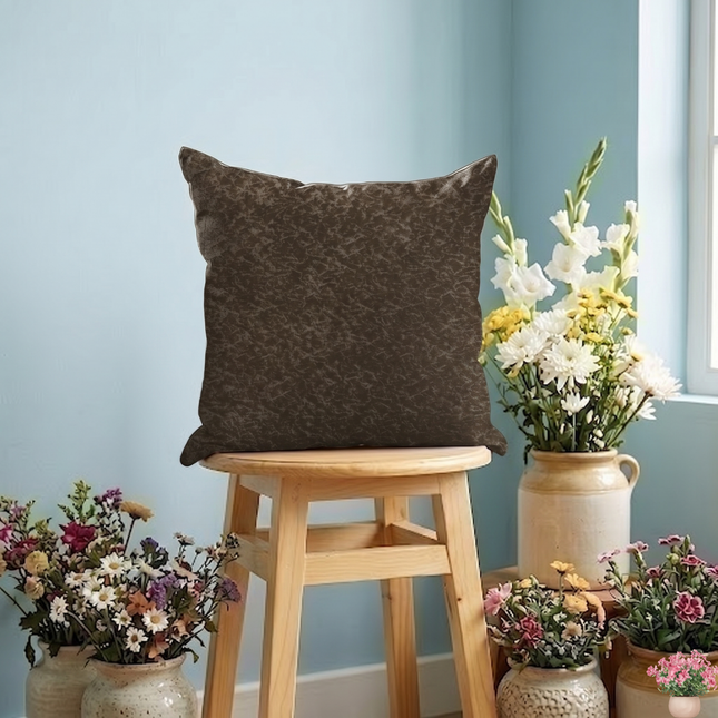 Pastel Brown Colour Textured Velvet Flock Readymade cushion cover