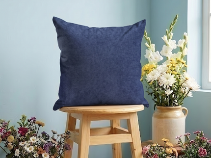 Prussian Blue Colour Textured Velvet Flock Readymade cushion cover