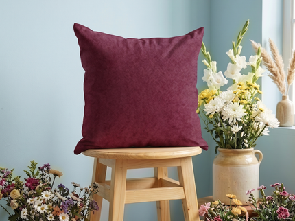 Wine Colour Textured Velvet Flock Readymade cushion cover