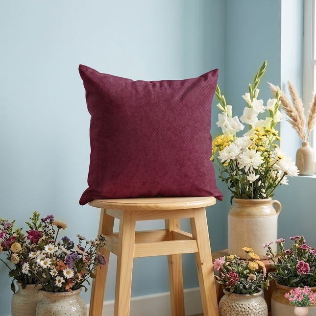 Wine Colour Textured Velvet Flock Readymade cushion cover