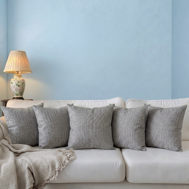 Taupe colour textured plain velvet flock readymade cushion cover
