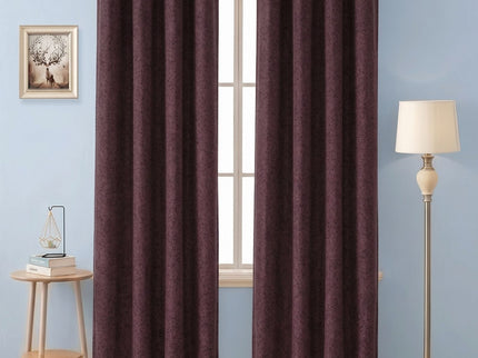 Earthy Mauve Colour Textured Suede Readymade Curtain