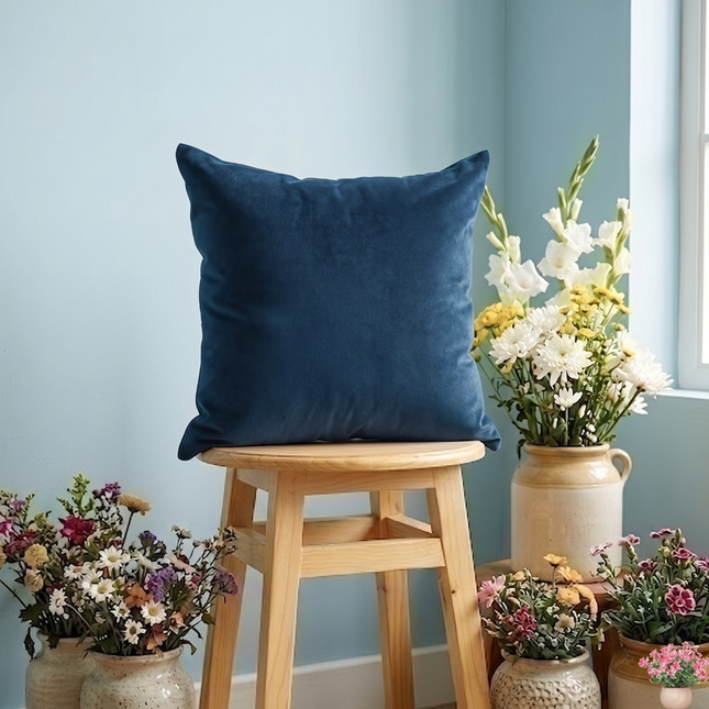 Dark Green Colour Plain Velvet Flock readymade cushion cover