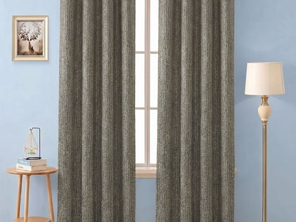 Olive green colour textured weave pattern velvet flock readymade curtain