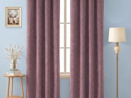 Ultra Pink Colour Plain Velvet Flock Easy Clean Readymade Curtain
