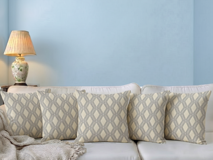 Grey colour geometric pattern velvet flock readymade cushion cover