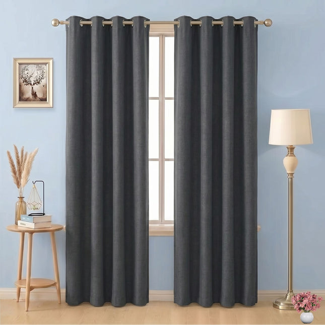 Dark Grey Colour Plain Velvet Flock Easy Clean Readymade Curtain