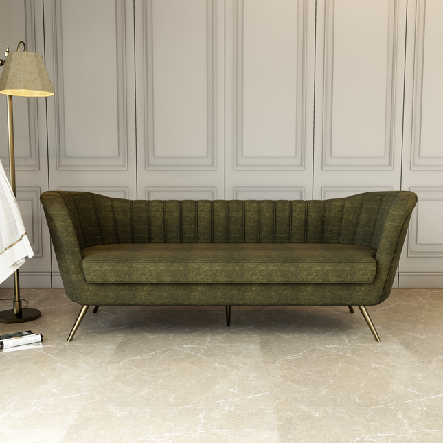 Olive Green Colour Textued Velvet Flock Easy Clean Sofa, Chair and Curtain Fabric