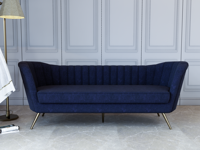 Royal Navy Blue Colour Textured Velvet Flock Easy Clean Sofa, Chair and Curtain Fabric