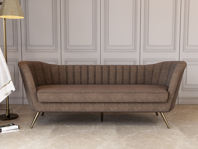Medium Brown Colour Textured Velvet Flock Easy Clean Sofa, Chair and Curtain Fabric